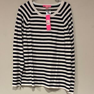 Lilly Pulitzer Black and White Striped Long Sleeve Top